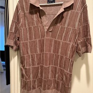 Abercrombie & Fitch Brown Striped Short Sleeve Top